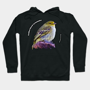 Golden-faced tyrannulet tropical bird pin white text Hoodie